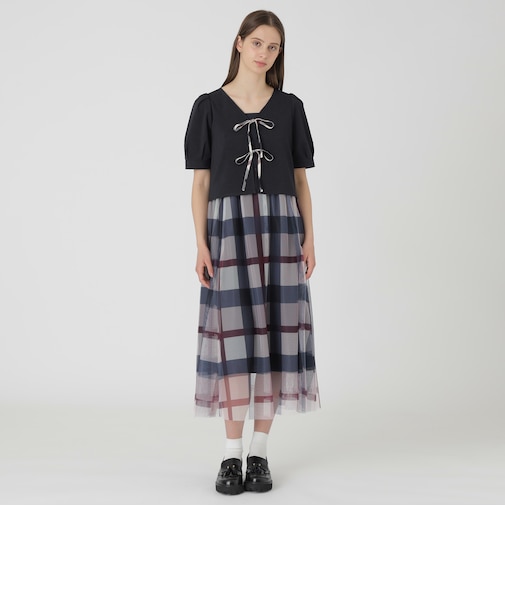 【sweetコラボ】クレストブリッジチェックチュールプリントドレスセット