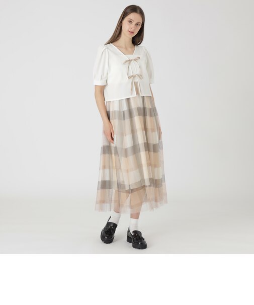 【SWEETコラボ】クレストブリッジチェックチュールプリントドレスセット