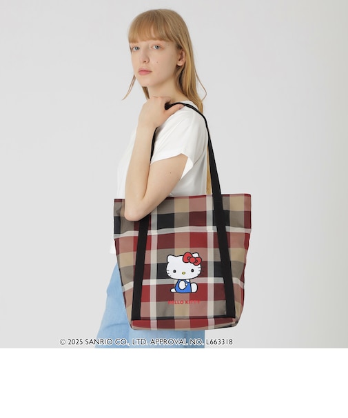 【ハローキティコラボ】クレストブリッジチェックビッグトート