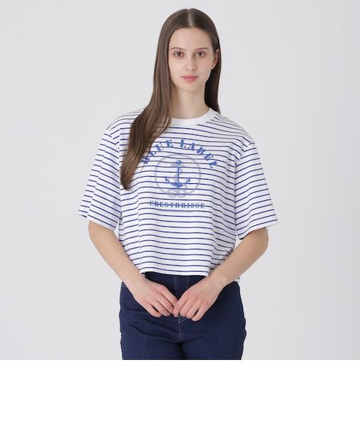 プレーティングシルケットスムースグラフィックロゴTシャツ