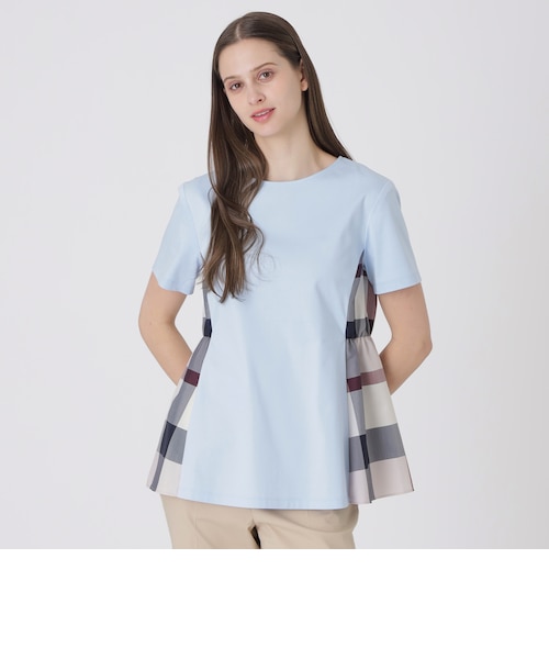 クレストブリッジチェックティアードコンビTシャツ｜ブルーレーベル