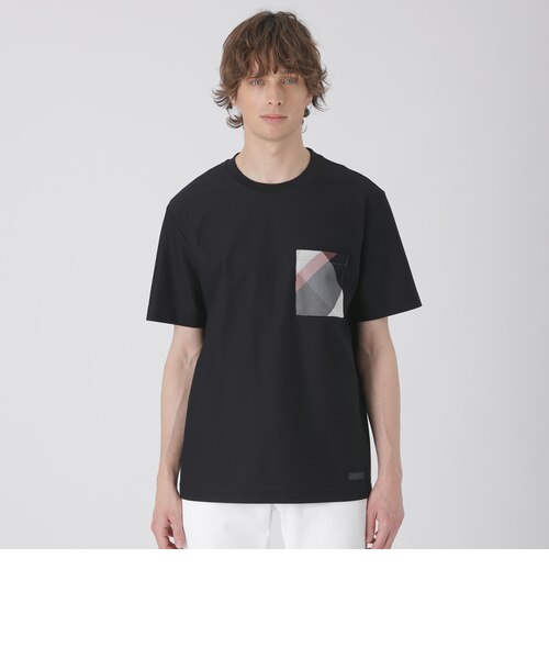 カラミチェックポケットTシャツ｜ブルーレーベルブラックレーベル