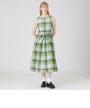 【一部店舗限定】クレストブリッジチェックコットンリネンマキシドレス
