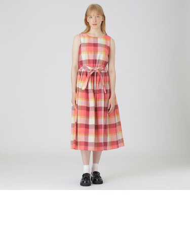 【一部店舗限定】クレストブリッジチェックコットンリネンマキシドレス