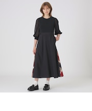 シアースリーブニットドッキングドレス