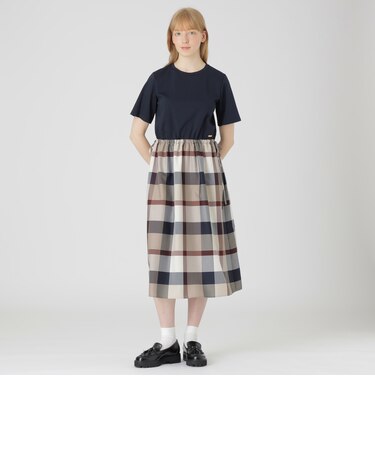 【一部店舗限定】クレストブリッジチェックライトクロッシングツイルコンビドレス