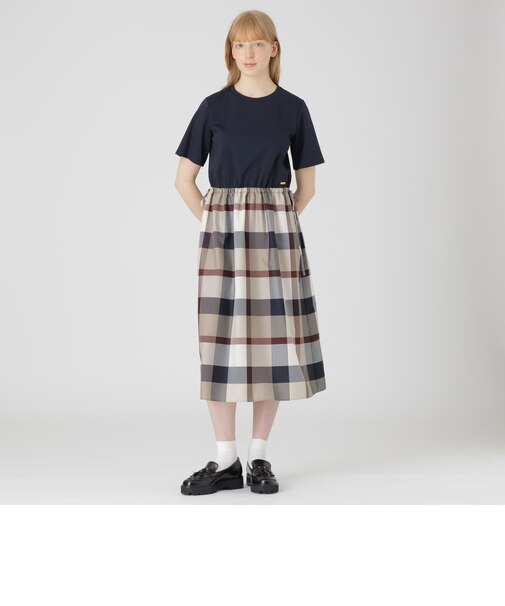 【一部店舗限定】クレストブリッジチェックライトクロッシングツイルコンビドレス