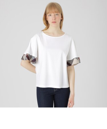 【一部店舗限定】パーシャルチェックスリーブトップス