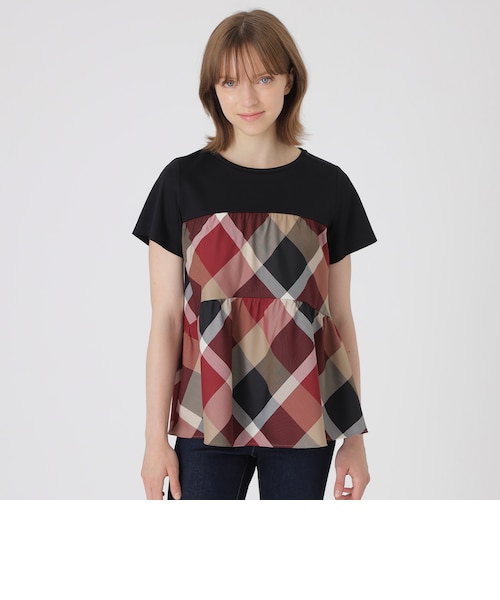 クレストブリッジチェックティアードコンビTシャツ｜ブルーレーベル