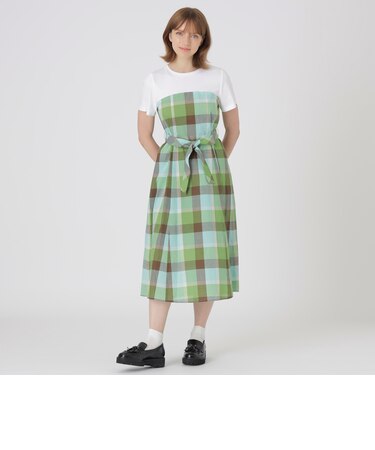 【一部店舗限定】CBチェックコットンリネンドッキングドレス