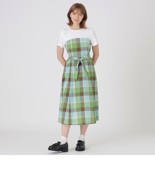 【一部店舗限定】CBチェックコットンリネンドッキングドレス