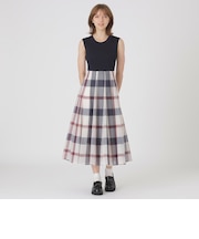 クレストブリッジチェックシアーボイルニットコンビドレス