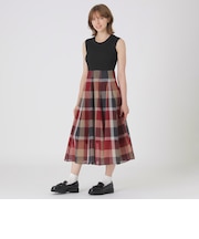 クレストブリッジチェックシアーボイルニットコンビドレス