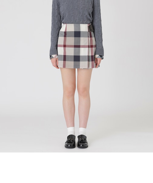 【阪急限定】クレストブリッジチェックウールポリエステルミニスカート