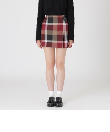 【阪急限定】クレストブリッジチェックウールポリエステルミニスカート