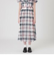 トリコットプリントチェックスカート