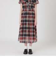 トリコットプリントチェックスカート