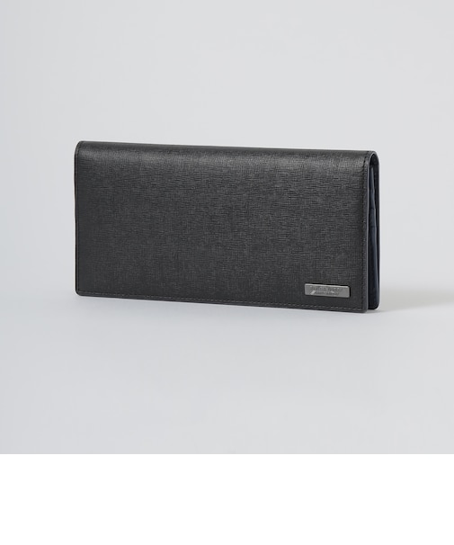 バイカラークレストブリッジチェックロングウォレット