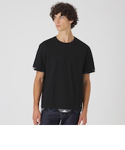 チェックレイヤードマーセライズスラブTシャツ