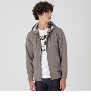 クレストブリッジチェックコンビバックパイルパーカー