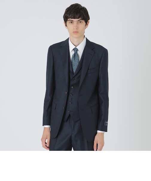 【一部店舗限定】Zegna ELECTAネイビーシャドーストライプスリーピーススーツ