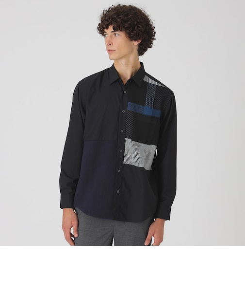 クレストブリッジチェックニットドッキングシャツ