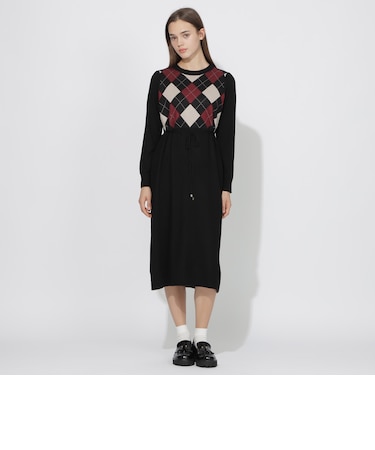 【WEB限定】アーガイルニットワンピース
