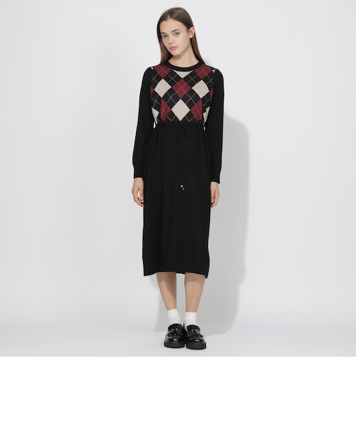【WEB限定】アーガイルニットワンピース