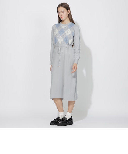 【WEB限定】アーガイルニットワンピース