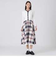 【WEB・一部店舗限定】クレストブリッジチェックニットコンビドレス