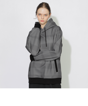 トーナルチェックエアリーダンボールフーディー