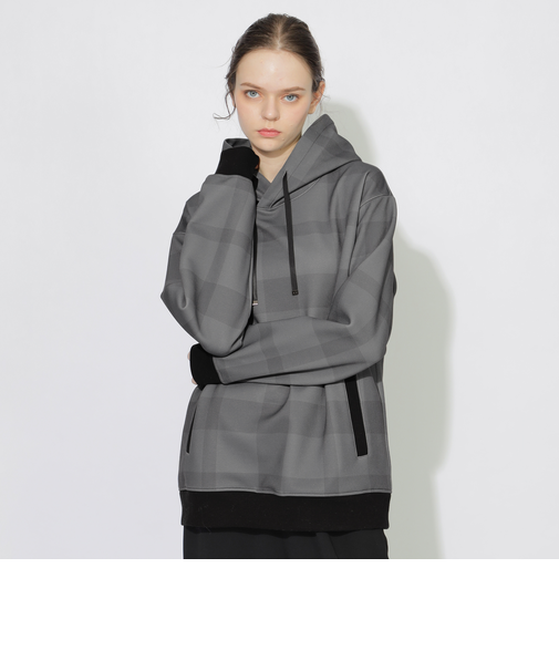 トーナルチェックエアリーダンボールフーディー