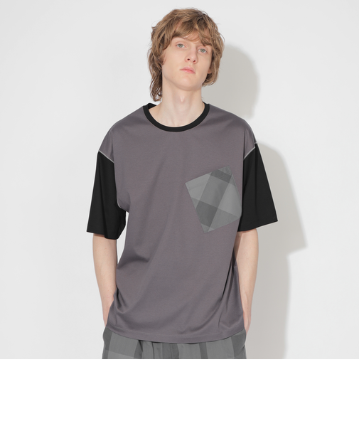 トーンカラーブロッキングポケットTシャツ