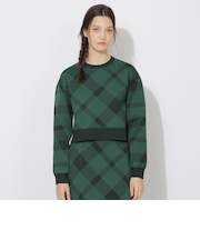 クレストブリッジチェックスポンディングニットプルオーバー