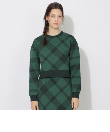 クレストブリッジチェックスポンディングニットプルオーバー