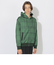 【WEB限定カラー有り】Ｗフェイスクレストブリッジチェックジップパーカー