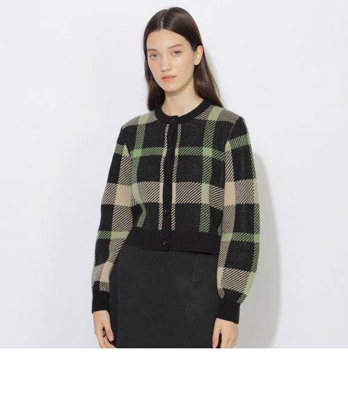 クレストブリッジチェックジャカードニットカーデ クレストブリッジチェックジャカードニットカーディガン｜シービー