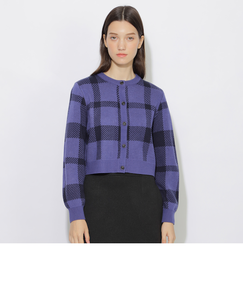 クレストブリッジチェックジャカードニットカーディガン｜シービー