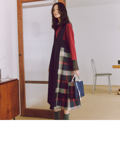 ☆完売品☆ クレストブリッジチェックダブルクロスジャンパースカート クレストブリッジチェックダブルクロスジャンパースカート｜シービー