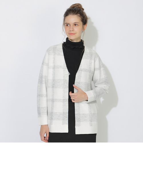 ✨新品✨CB クレストブリッジ/チェックシャギーカーディガン◾オーバーサイズ３ クレストブリッジチェックシャギーカーディガン｜シービー・クレスト