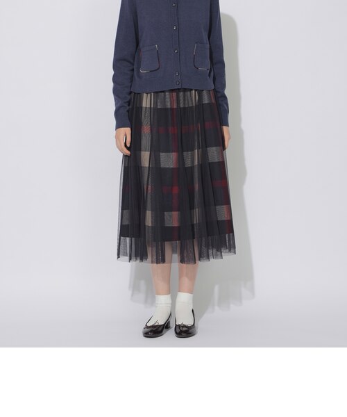 ＊シービークレストブリッジ クレストブリッジチェックチュールレイヤードスカート クレストブリッジチェックチュールレイヤードスカート｜シービー