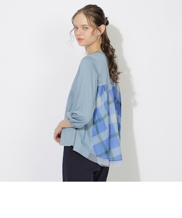 バックチェック切替チュールレイヤードトップス