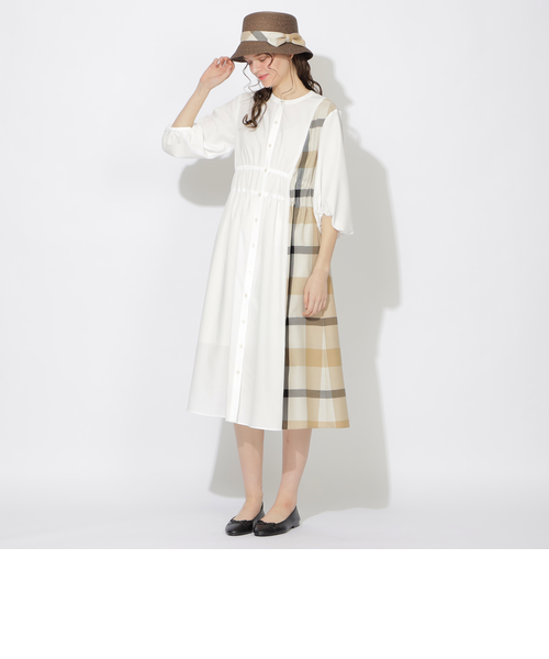 サイドチェック切替ドロストワンピース｜シービー・クレストブリッジの