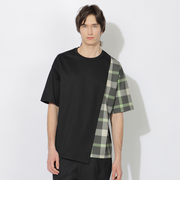 【一部WEB限定カラー】アシンメトリーチェックレイヤーTシャツ
