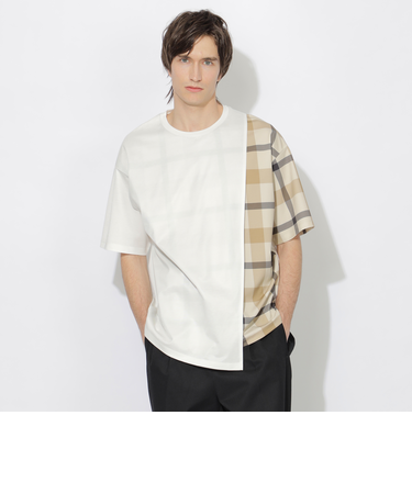 【一部WEB限定カラー】アシンメトリーチェックレイヤーTシャツ