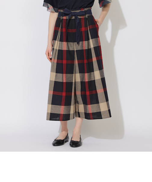 クレストブリッジチェックワイドパンツ