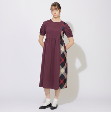 パーシャルチェックワンピース