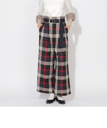 クレストブリッジチェックベルテッドパンツ