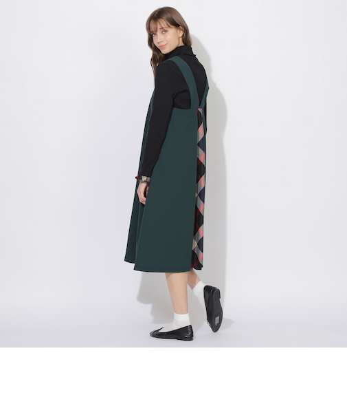 【Meシリーズ】バックチェック切替ジャンスカワンピース
