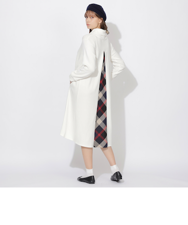 【Meシリーズ】バックチェック切替タートルワンピース